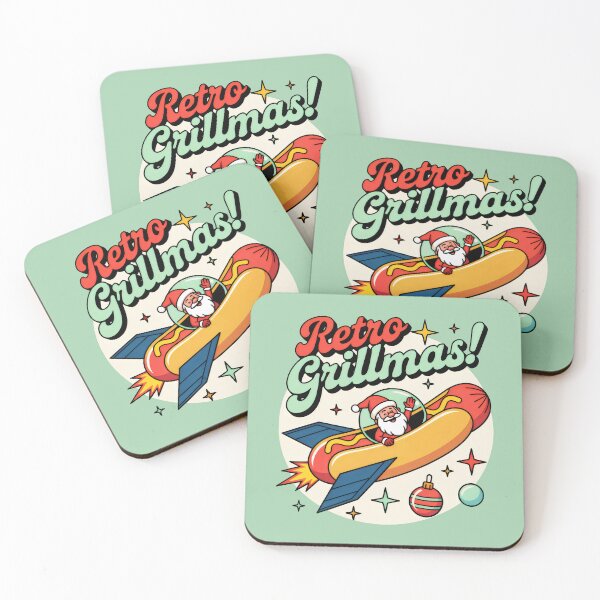 Item preview, Santa Piloting a Rocket Hot Dog on Mint Green designed and sold by SplashTastic.