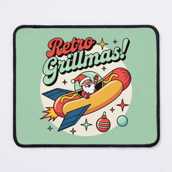 Item preview, Santa Piloting a Rocket Hot Dog on Mint Green designed and sold by SplashTastic.