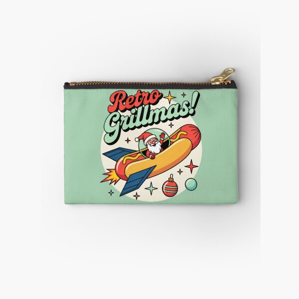 Item preview, Santa Piloting a Rocket Hot Dog on Mint Green designed and sold by SplashTastic.