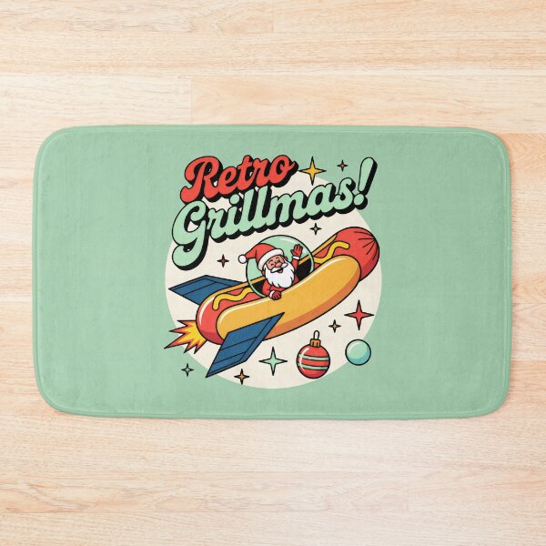 Item preview, Santa Piloting a Rocket Hot Dog on Mint Green designed and sold by SplashTastic.