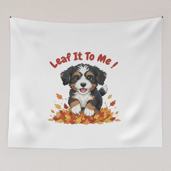 Item preview, Leaf It To Me Bernedoodle Dog Running in Fall Leaves Cute Autumn designed and sold by The Real Life Symphony.