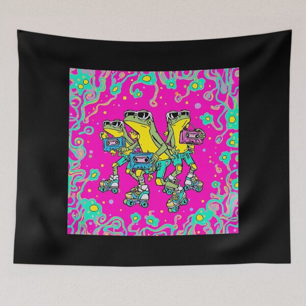 Item preview, Funky 90s Rollerblading Frogs Retro Vibes designed and sold by ChicTrendz.