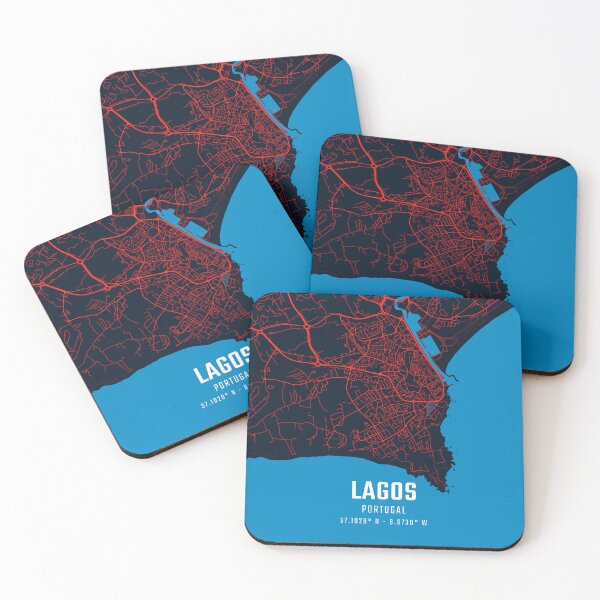 Item preview, Lagos Portugal Red & Blue Minimalist Map designed and sold by HomeLivingCo.