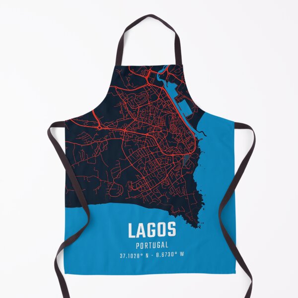 Item preview, Lagos Portugal Red & Blue Minimalist Map designed and sold by HomeLivingCo.