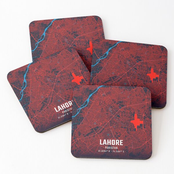 Item preview, Lahore Pakistan Red & Blue Minimalist Map designed and sold by HomeLivingCo.