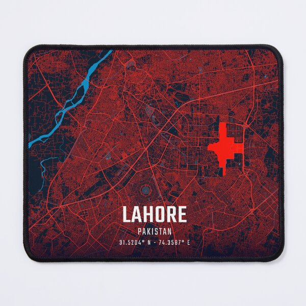Item preview, Lahore Pakistan Red & Blue Minimalist Map designed and sold by HomeLivingCo.