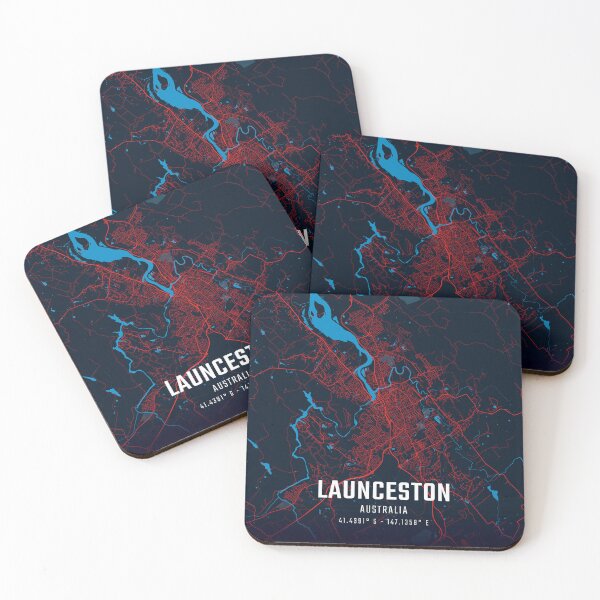 Item preview, Launceston Red & Blue Minimalist Map designed and sold by HomeLivingCo.