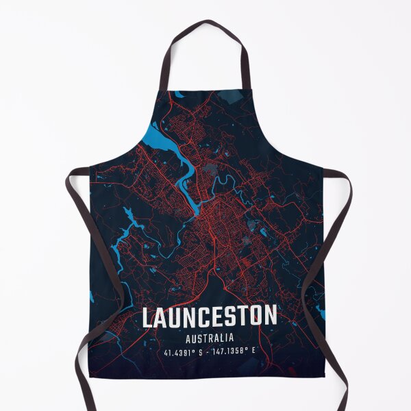 Item preview, Launceston Red & Blue Minimalist Map designed and sold by HomeLivingCo.