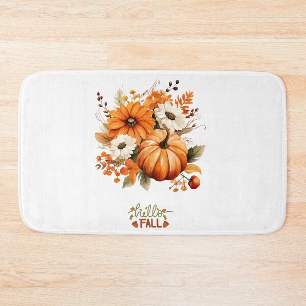 Item preview, Hello Fall – Autumn Pumpkin and Flowers Watercolor Design designed and sold by girl-someone.