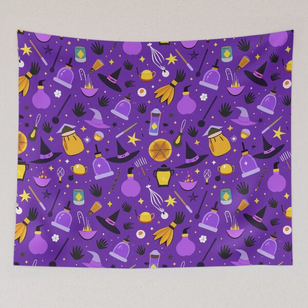 Item preview, Mystic Witch Pattern – Broomsticks, Hats, Potions & Spellbooks Halloween Design designed and sold by Bratak.