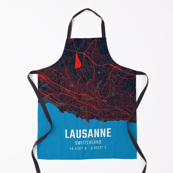Item preview, Lausanne Red & Blue Minimalist Map designed and sold by HomeLivingCo.