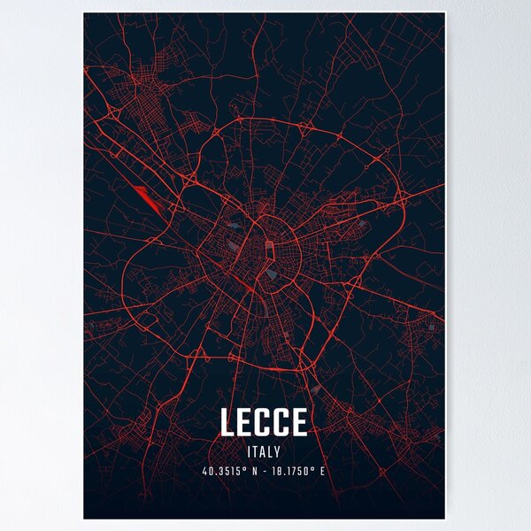 Item preview, Lecce Red & Blue Minimalist Map designed and sold by HomeLivingCo.