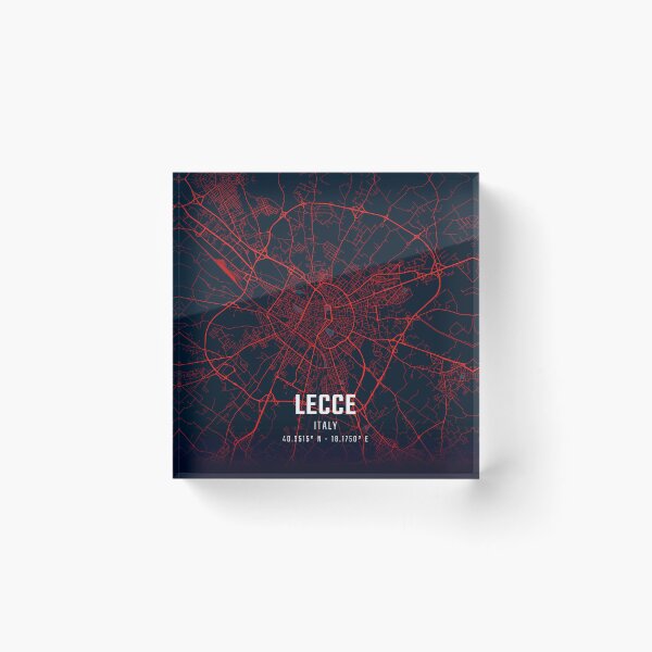 Item preview, Lecce Red & Blue Minimalist Map designed and sold by HomeLivingCo.