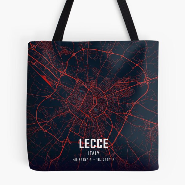 Item preview, Lecce Red & Blue Minimalist Map designed and sold by HomeLivingCo.