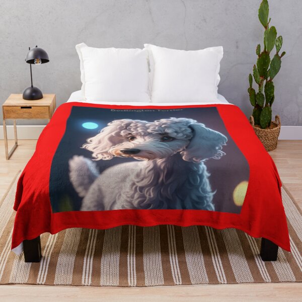 Item preview, Portrait of a Bedlington Terrier Dog with Curly White Fur designed and sold by KJ-Books.