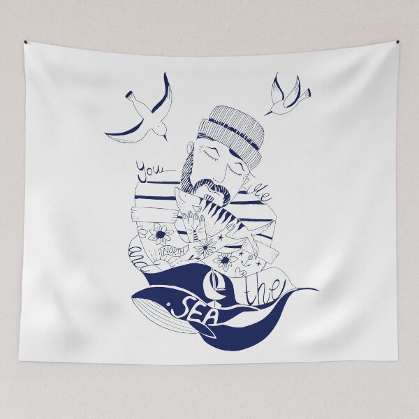 Item preview, Bearded Sailor & Mackerel. Funny Nautical Ocean Lover Shirt and Gift designed and sold by Scandi Shop .