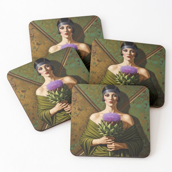 Item preview, Portrait with Thistle - Original Art Deco Artwork designed and sold by elektronen.
