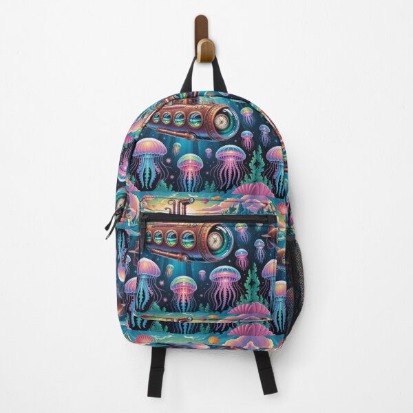 Item preview, antique submarine navigating a vibrant, otherworldly ocean. designed and sold by Lilashakti ⭐️ ⭐️ ⭐️ ⭐️ ⭐️.