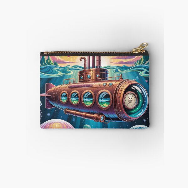Item preview, antique submarine navigating a vibrant, otherworldly ocean. designed and sold by Lilashakti ⭐️ ⭐️ ⭐️ ⭐️ ⭐️.