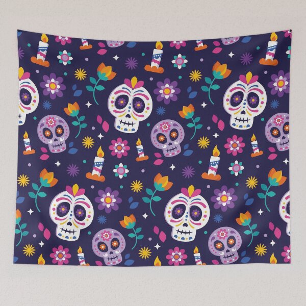 Item preview, colorful skulls pattern, Day of the Dead designed and sold by Mauswohn.