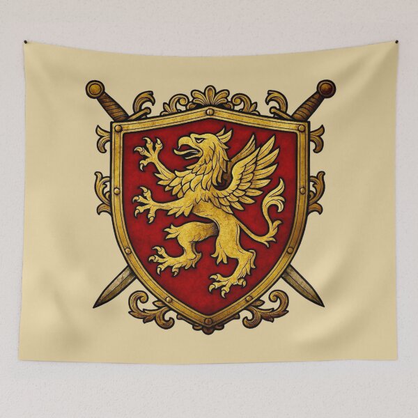 Item preview, Heraldic Griffin Shield - Medieval Crest designed and sold by Myra365Art.