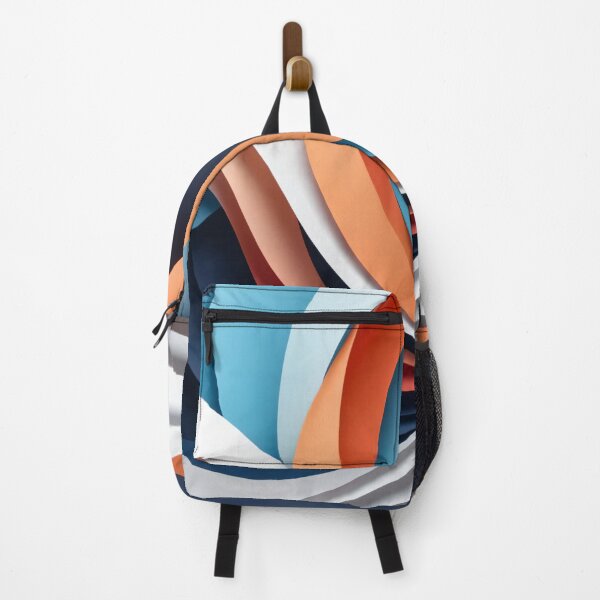 Item preview, Abstract 3D Paper Waves in Blue Orange and White Tones Creating Elegant Modern Flowing Art Design designed and sold by Mimoshi ⭐⭐⭐⭐⭐.