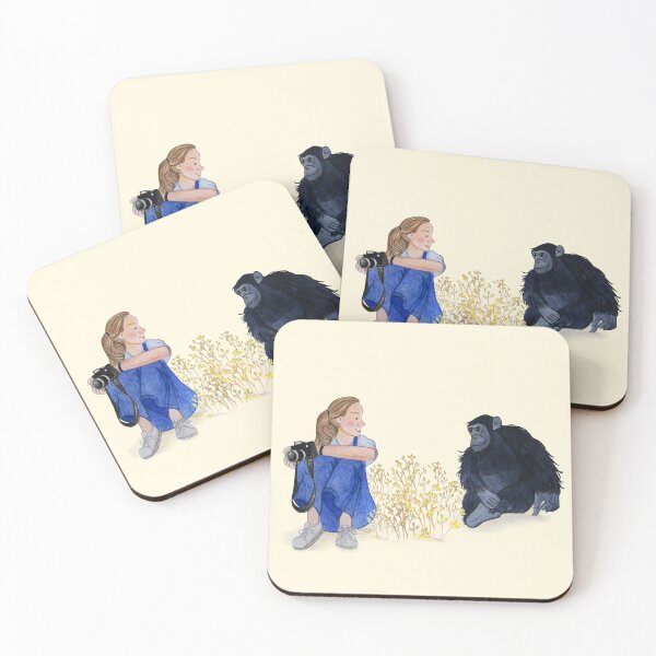 Item preview, Jane Goodall with the chimpanzee watercolor illustration designed and sold by the little fennec.