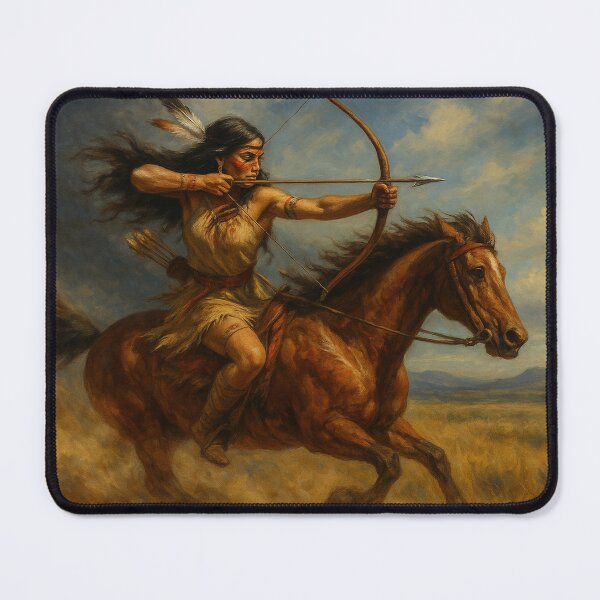 Item preview, Mounted Huntress – Native Warrior Woman on Horseback designed and sold by photoparadise22.