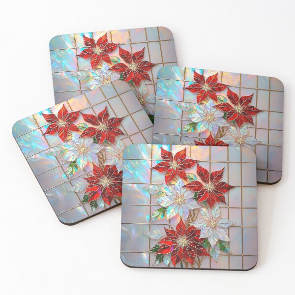 Item preview, Stained Glass Effect Poinsettia Holographic Christmas Flower Graphic Design designed and sold by caseluv.