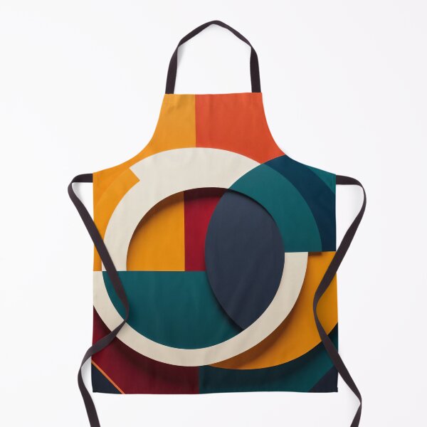 Aperçu de l'œuvre Cercles et formes géométriques abstraits dans des tons bleus, oranges et jaunes créant un design artistique minimaliste moderne créée et vendue par Mimoshi ⭐⭐⭐⭐⭐.