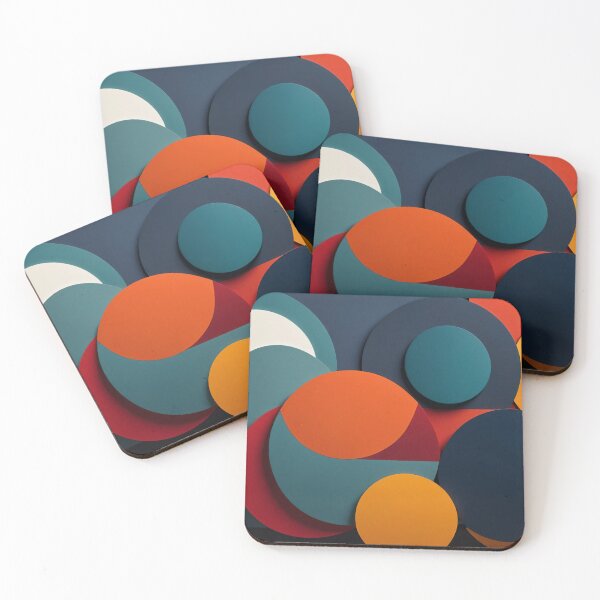 Item preview, Abstract Geometric Circles in Blue Orange Red and Yellow Tones Creating Bold Modern Minimal Art Composition designed and sold by Mimoshi ⭐⭐⭐⭐⭐.