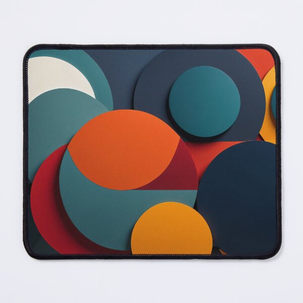 Item preview, Abstract Geometric Circles in Blue Orange Red and Yellow Tones Creating Bold Modern Minimal Art Composition designed and sold by Mimoshi ⭐⭐⭐⭐⭐.