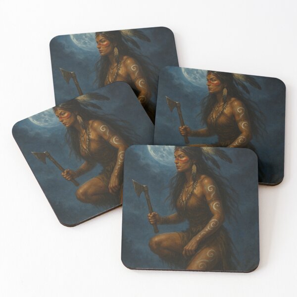 Item preview, Moonlit Warrior – Female Tribal Hunter under the Full Moon designed and sold by photoparadise22.
