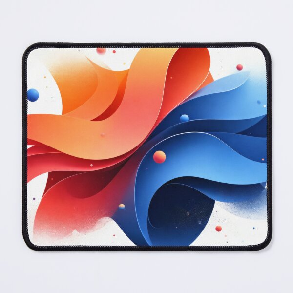 Item preview, Abstract Red and Blue Flowing Ribbons with Floating Spheres in Dynamic Modern 3D Artistic Design designed and sold by Mimoshi ⭐⭐⭐⭐⭐.