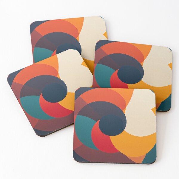 Item preview, Colorful Abstract Geometric Circles in Warm Shades of Orange Red and Blue Creating Modern Artistic Design designed and sold by Mimoshi ⭐⭐⭐⭐⭐.