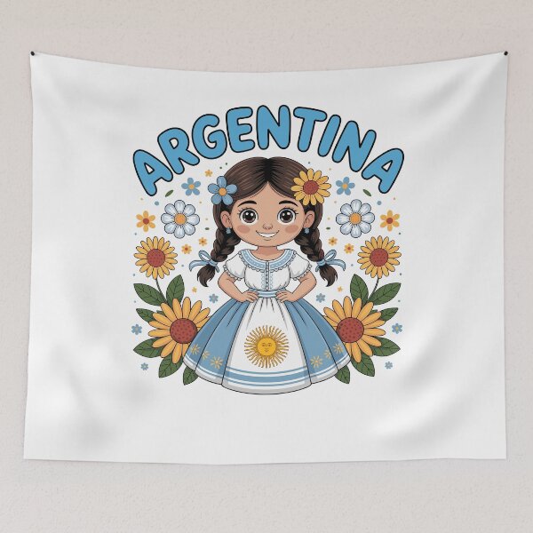 Item preview, Cute Argentina Girl Traditional Dress with Sunflowers Kids designed and sold by NUMAcreations.