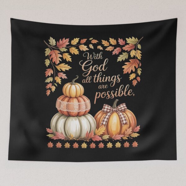 Item preview, Lace Fall Floral Pumpkin With God All Things Are Possible designed and sold by CraftyCuttable.