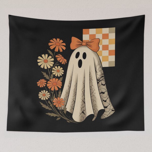 Item preview, Lazo de coqueta de fantasma de encaje para Halloween, fantasma floral, temporada de otoño designed and sold by CraftyCuttable.