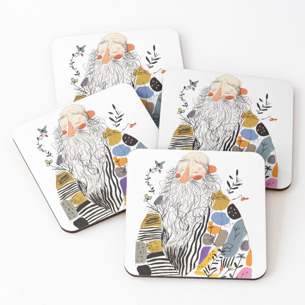 Item preview, Wise Old Man Botanical Art Minimalist Colorful Portrait designed and sold by WioletaArtStudio.