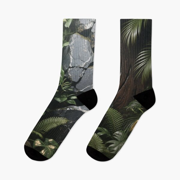 Item preview, Dark Stone Wall with Tropical Green and Golden Leaves Creating Elegant Jungle Texture and Natural Contrast Scene designed and sold by Mimoshi ⭐⭐⭐⭐⭐.