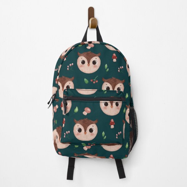 Item preview, Owl and mushrooms pattern design designed and sold by GoldenAcornArt.