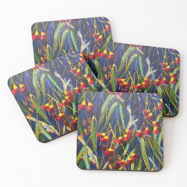 Item preview, Red flowers and gum leaves designed and sold by GlennFinlayArt.