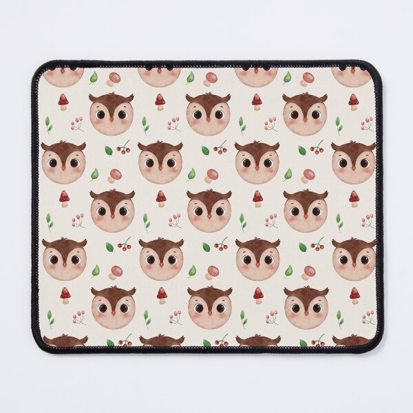 Item preview, Owl and mushrooms pattern design  designed and sold by GoldenAcornArt.