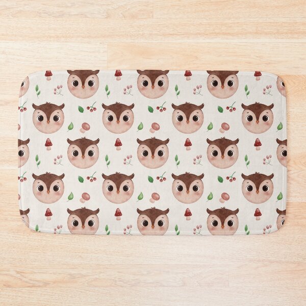 Item preview, Owl and mushrooms pattern design  designed and sold by GoldenAcornArt.