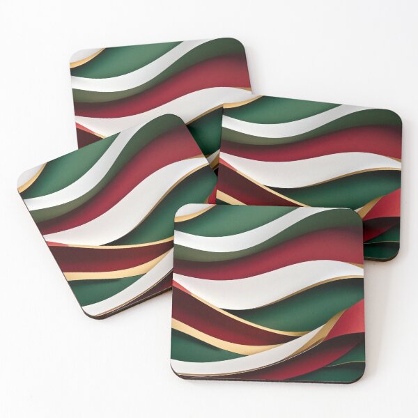 Item preview, Elegant Christmas Ribbon Waves in Red Green White and Gold Creating Festive Flowing Abstract Holiday Background Design designed and sold by Mimoshi ⭐⭐⭐⭐⭐.