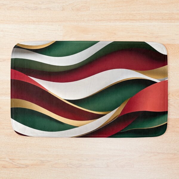 Item preview, Elegant Christmas Ribbon Waves in Red Green White and Gold Creating Festive Flowing Abstract Holiday Background Design designed and sold by Mimoshi ⭐⭐⭐⭐⭐.