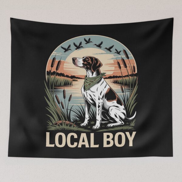 Artikelvorschau, Lokale Junge GSP Pointer Jagdhund Marsh Szene Sonnenuntergang entworfen und verkauft von CraftyCuttable.