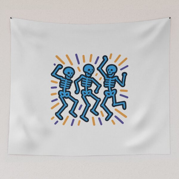 Item preview, Dancing Skeletons in Motion – Keith Haring-Inspired Halloween Art designed and sold by Bratak.