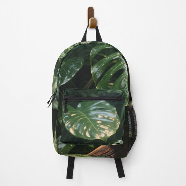 Item preview, Glossy Tropical Monstera Leaves with Morning Dew and Wooden Texture in Lush Green Rainforest Light designed and sold by Mimoshi ⭐⭐⭐⭐⭐.