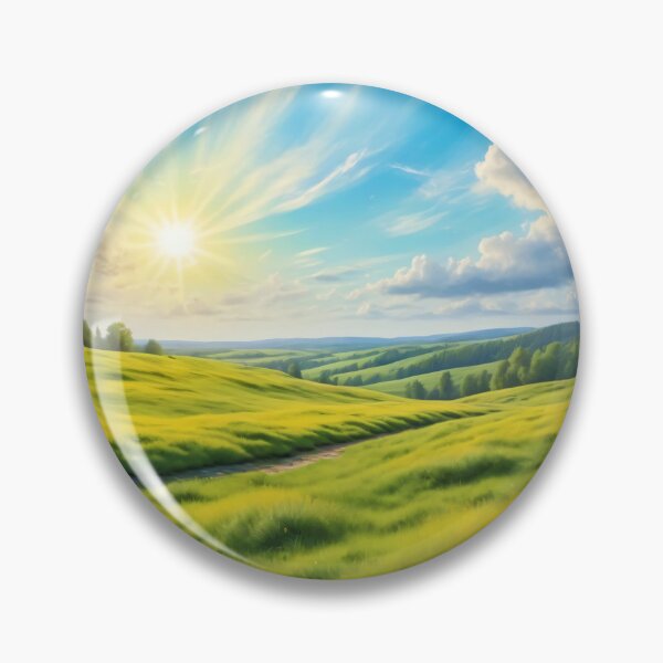 Item preview, Golden Meadow Landscape with Bright Sunlight Blue Sky and Rolling Hills under Soft White Clouds designed and sold by Mimoshi ⭐⭐⭐⭐⭐.